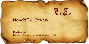 Novák Ervin névjegykártya